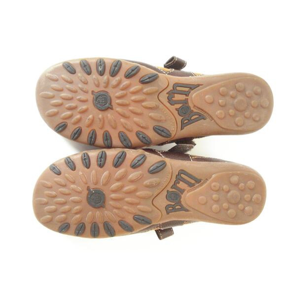 BORN DK BROWN SMOOTH & MEDIUM NUBUCK LEATHER MARY JANE FLAT SHOE US 6.5M EUR 37 - Picture 7 of 8